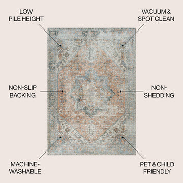 Armae Distressed Medallion Chenille Machine-washable Area Rug